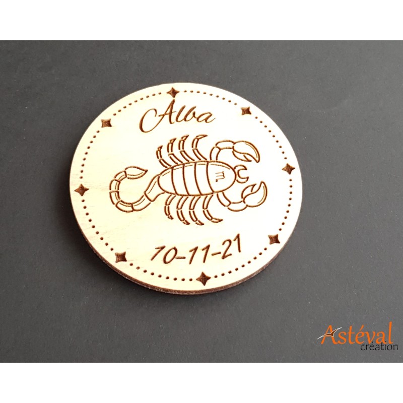 Magnet personnalisé signe astrologique en bois cadeau - porte clés zodiac signe du zodiaque Horoscope