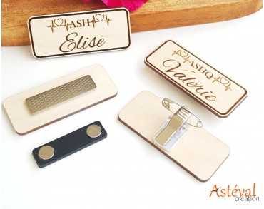 Badge en bois personnalisé ASH ASHQ
