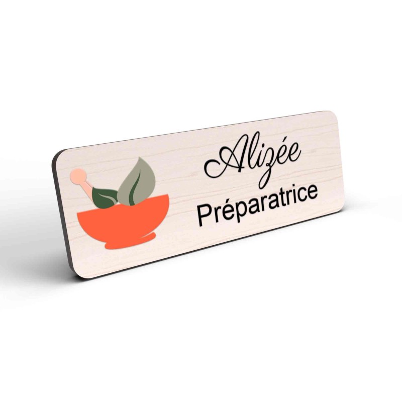 Badge pharmacie Personnalisé mortier préparatrice