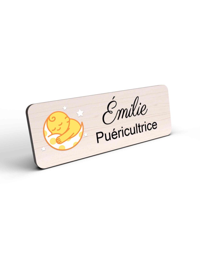 Badge puéricultrice personnalisé Petite enfance couleur