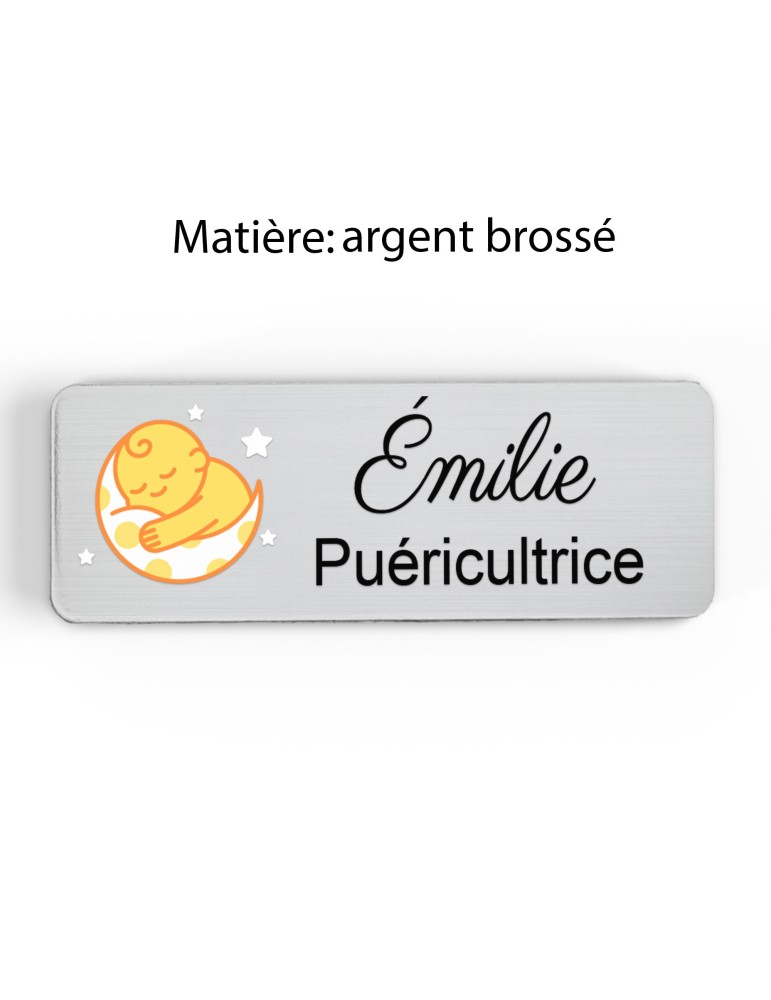 Badge Petite Enfance Personnalisé - Professionnel Crèche, Puéricultrice, Animatrice