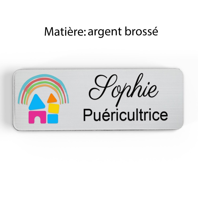 Badge Petite Enfance Personnalisé - Professionnel Crèche, Puéricultrice, Animatrice