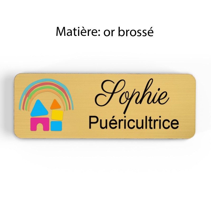 Badge Petite Enfance Personnalisé - Professionnel Crèche, Puéricultrice, Animatrice