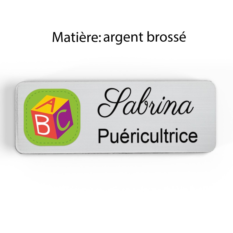 Badge Petite Enfance Personnalisé - Professionnel Crèche, Puéricultrice, Animatrice