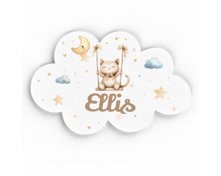 Plaque décorative Personnalisable intérieur extérieur thème nuage chat
