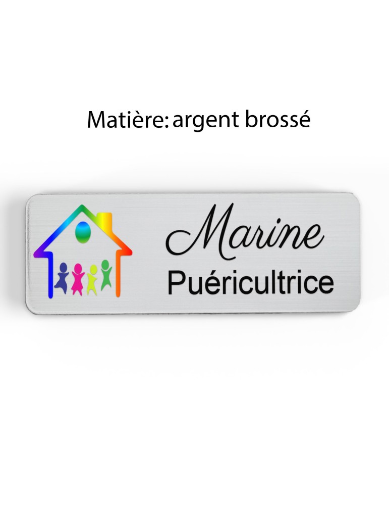 Badge Petite Enfance Personnalisé - Professionnel Crèche, Puéricultrice, Animatrice