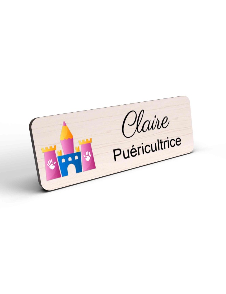 Badge puéricultrice personnalisé Petite enfance couleur