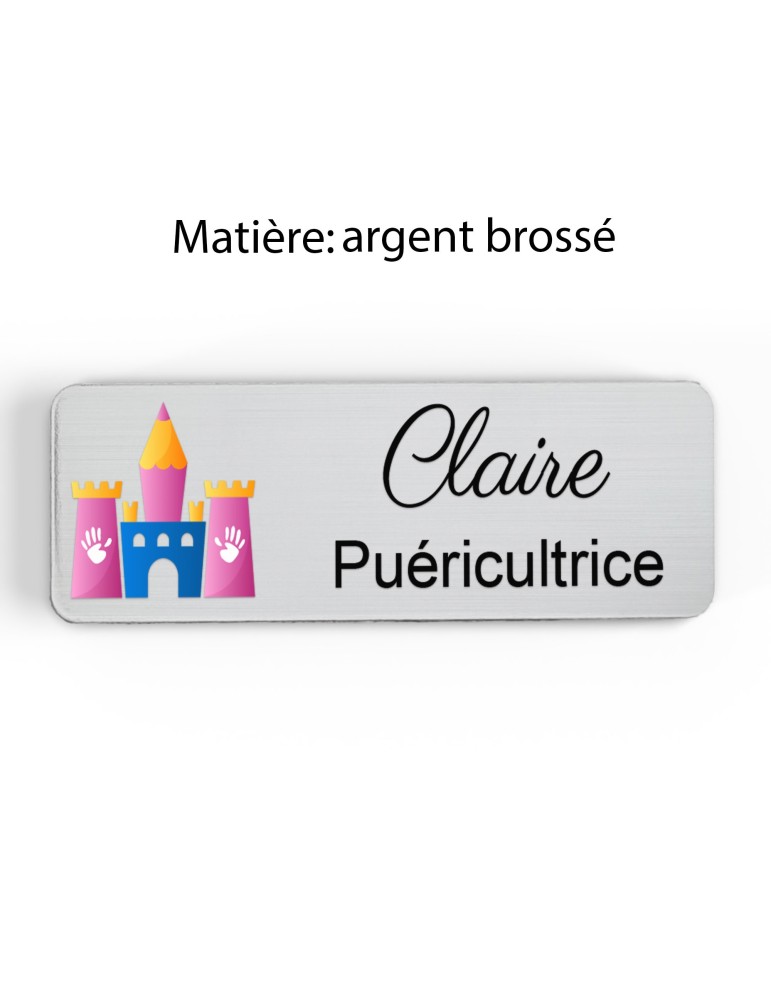 Badge Petite Enfance Personnalisé - Professionnel Crèche, Puéricultrice, Animatrice