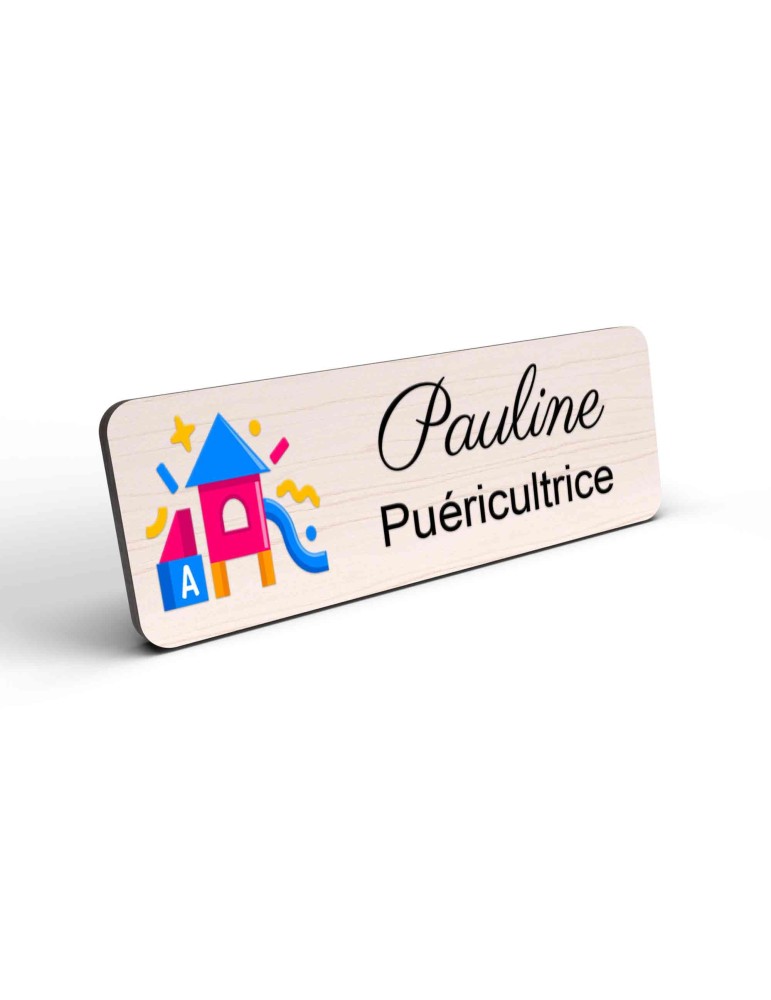 Badge puéricultrice personnalisé Petite enfance couleur