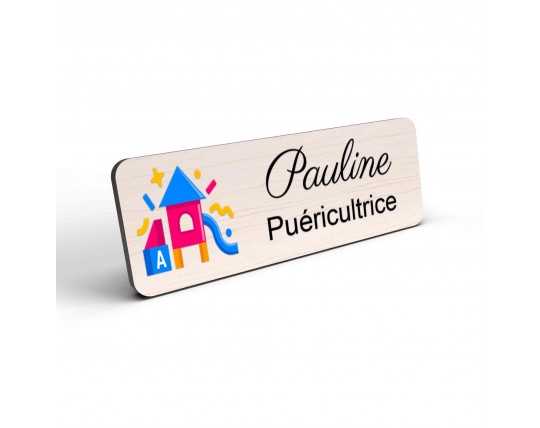 Badge puéricultrice personnalisé Petite enfance couleur