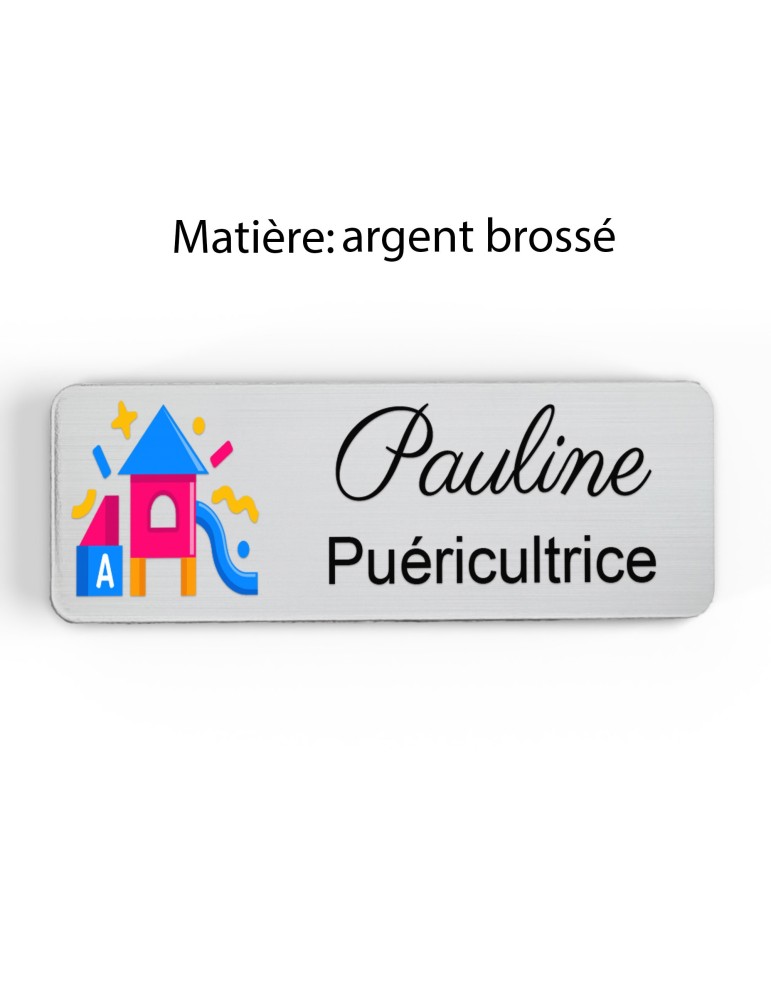 Badge Petite Enfance Personnalisé - Professionnel Crèche, Puéricultrice, Animatrice