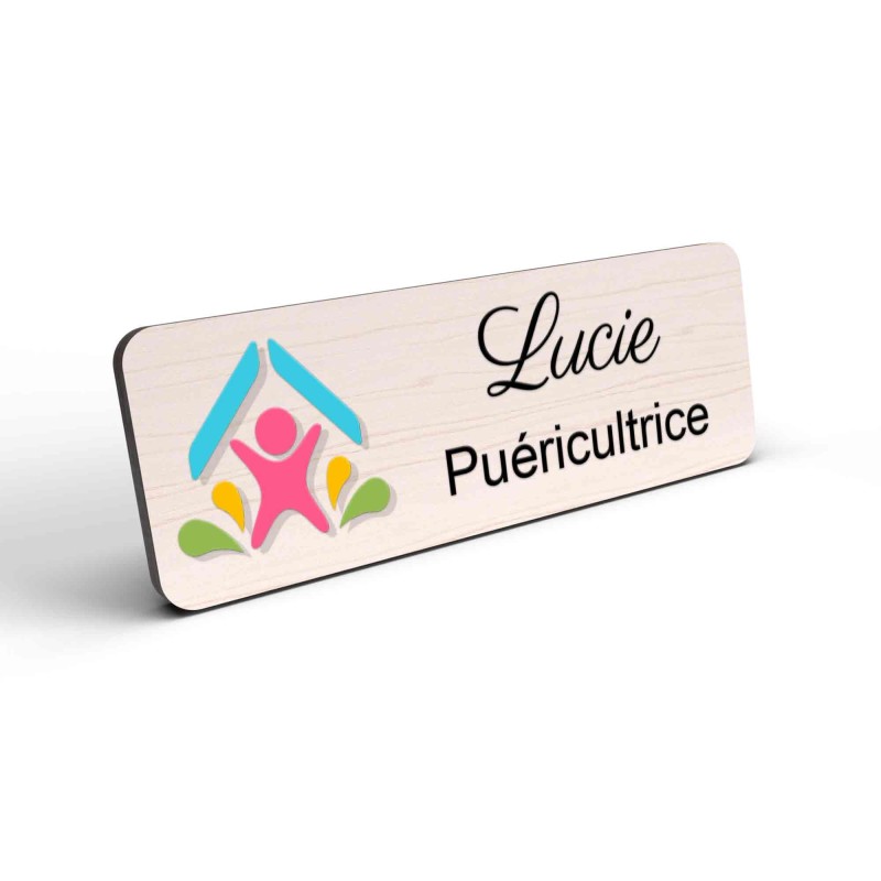 Badge puéricultrice personnalisé Petite enfance couleur