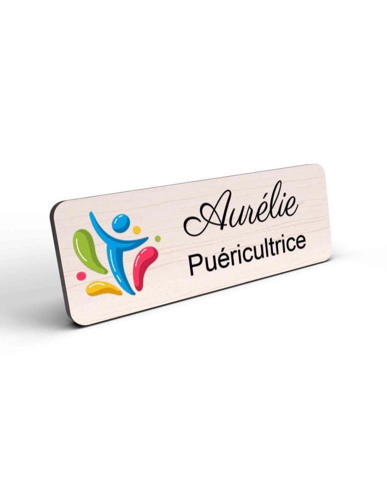 Badge puéricultrice personnalisé Petite enfance couleur