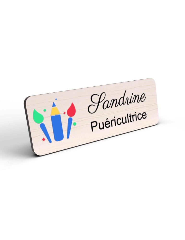 Badge puéricultrice personnalisé Petite enfance couleur