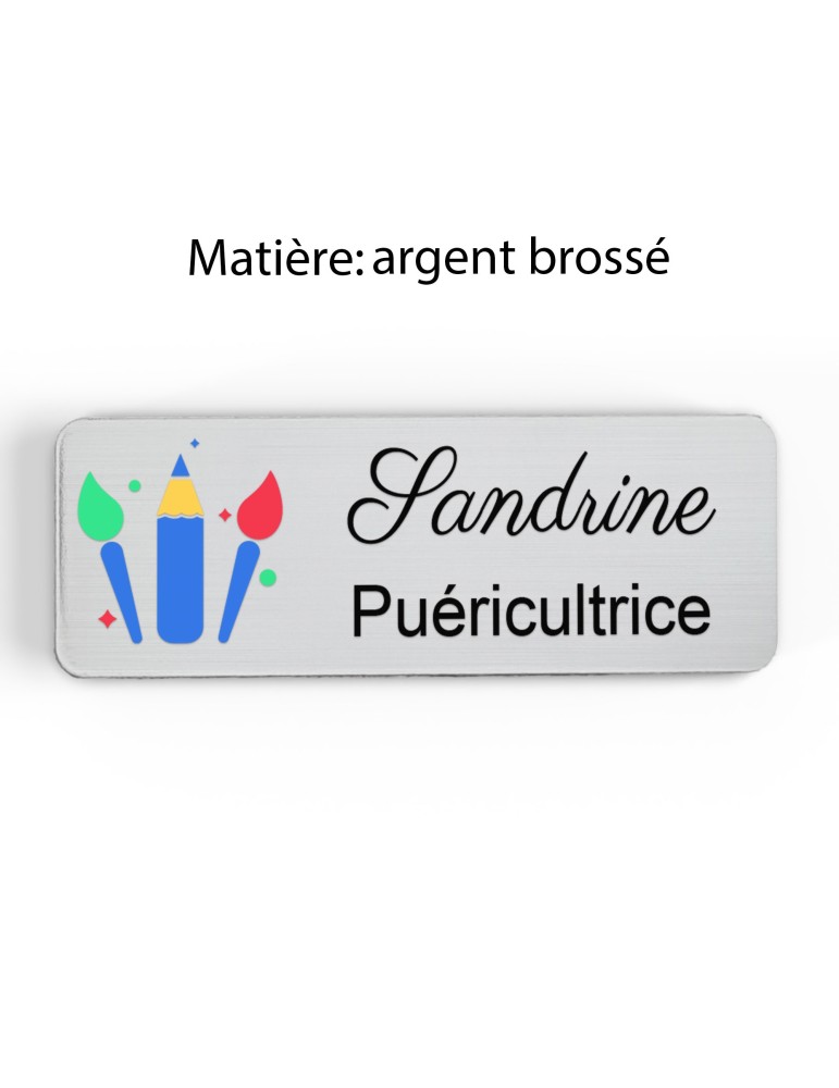Badge Petite Enfance Personnalisé - Professionnel Crèche, Puéricultrice, Animatrice