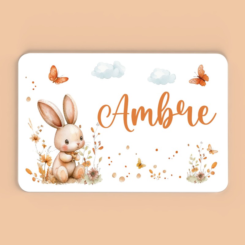 Plaque décorative Personnalisable intérieur extérieur thème lapin nature, plaque de porte ou autre support