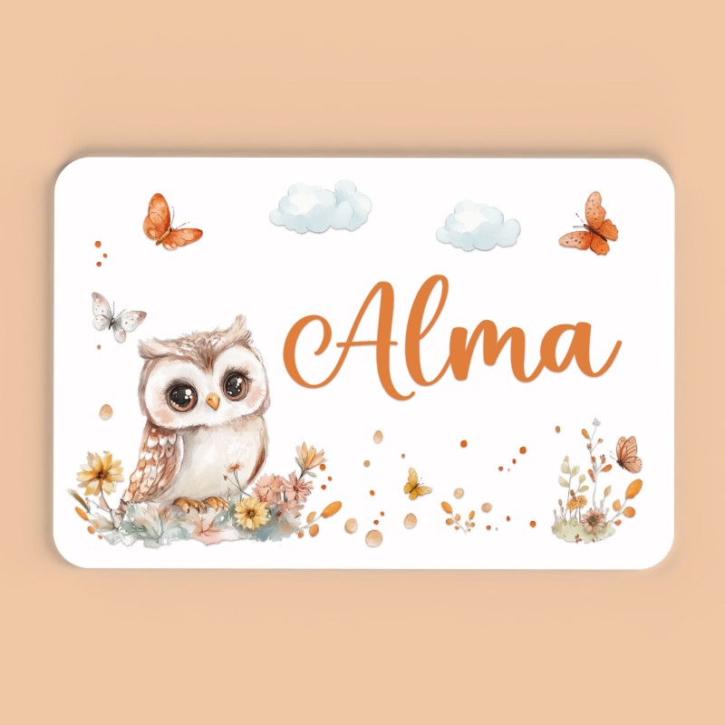 Plaque décorative Personnalisable intérieur extérieur thème forêt chouette, plaque de porte ou autre support
