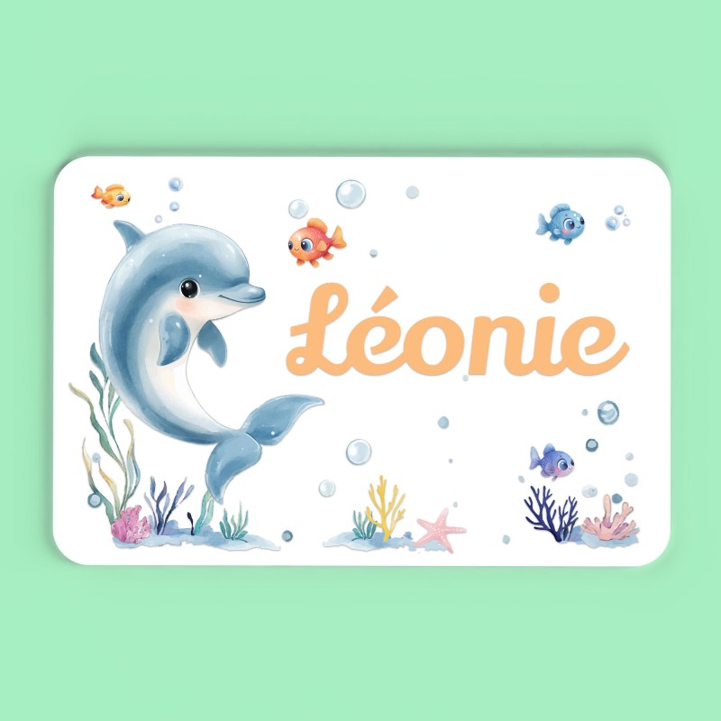 Plaque décorative Personnalisable intérieur extérieur thème mer dauphin, plaque de porte ou autre support