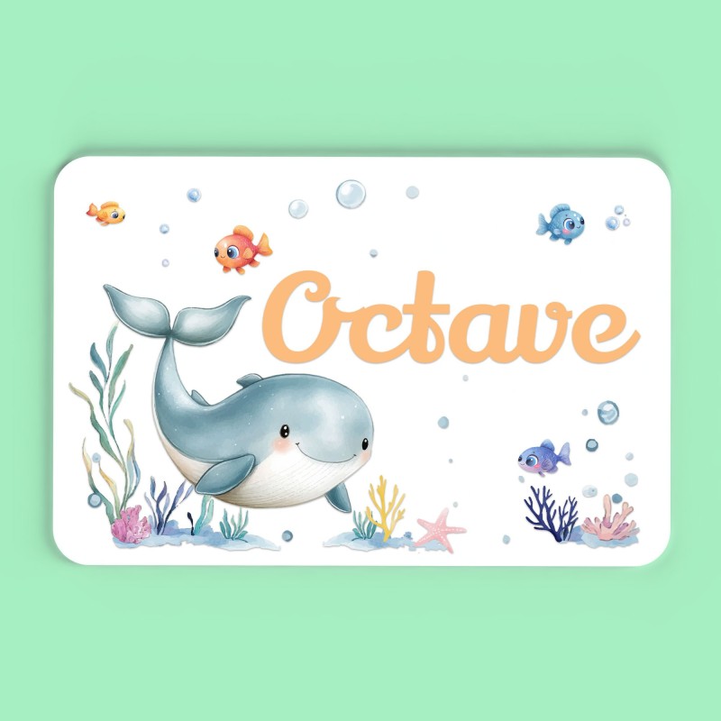 Plaque décorative Personnalisable intérieur extérieur thème mer baleine, plaque de porte ou autre support