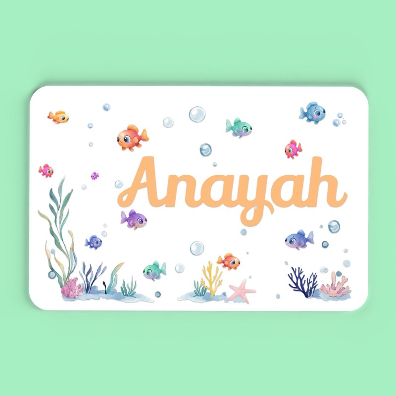 Plaque décorative Personnalisable intérieur extérieur thème mer poissons, plaque de porte ou autre support