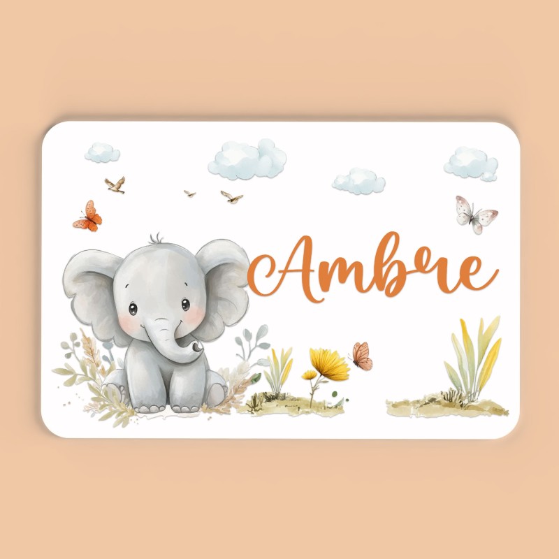 Plaque décorative Personnalisable intérieur extérieur thème savane éléphant, plaque de porte ou autre support