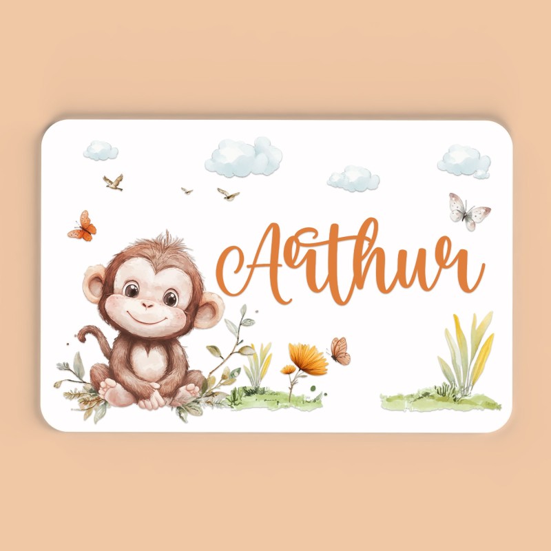 Plaque décorative Personnalisable intérieur extérieur thème savane singe, plaque de porte ou autre support