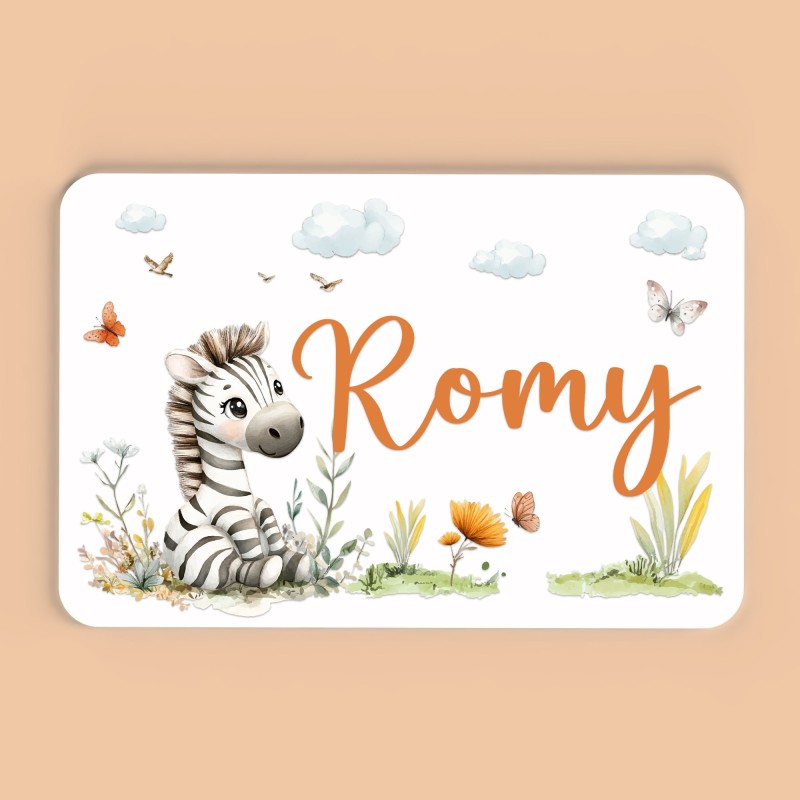 Plaque décorative Personnalisable intérieur extérieur thème savane zèbre, plaque de porte ou autre support