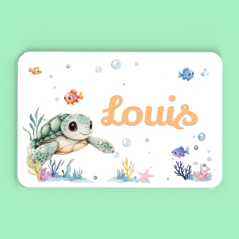 Plaque décorative Personnalisable intérieur extérieur thème mer tortue, plaque de porte ou autre support