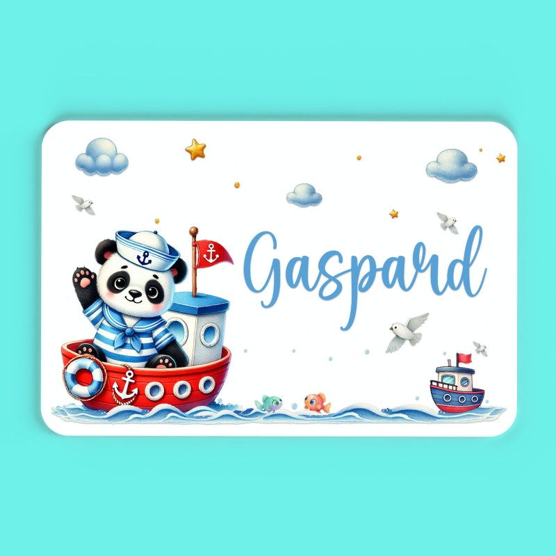 Plaque décorative Personnalisable intérieur extérieur thème mer panda bateau, plaque de porte ou autre support