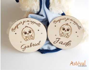 Annonce naissance bébé Carte en bois lapin accouchement prénom personnalisée maternité surprise fille garçon