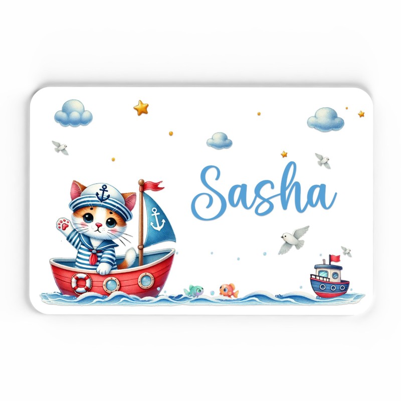 Plaque décorative Personnalisable intérieur extérieur thème mer chat bateau