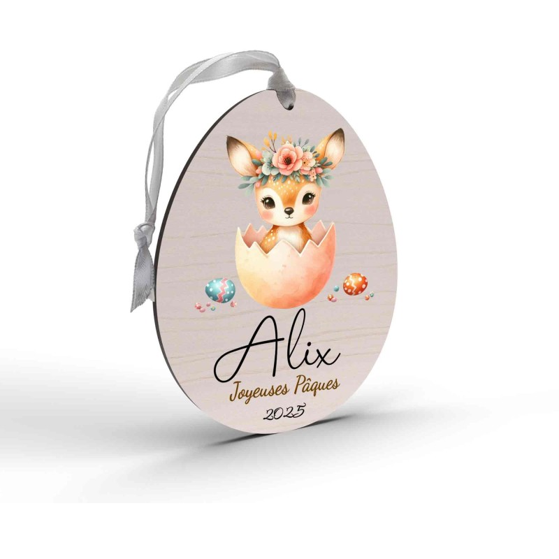 Œuf de Pâques Personnalisé en Bois et couleur biche