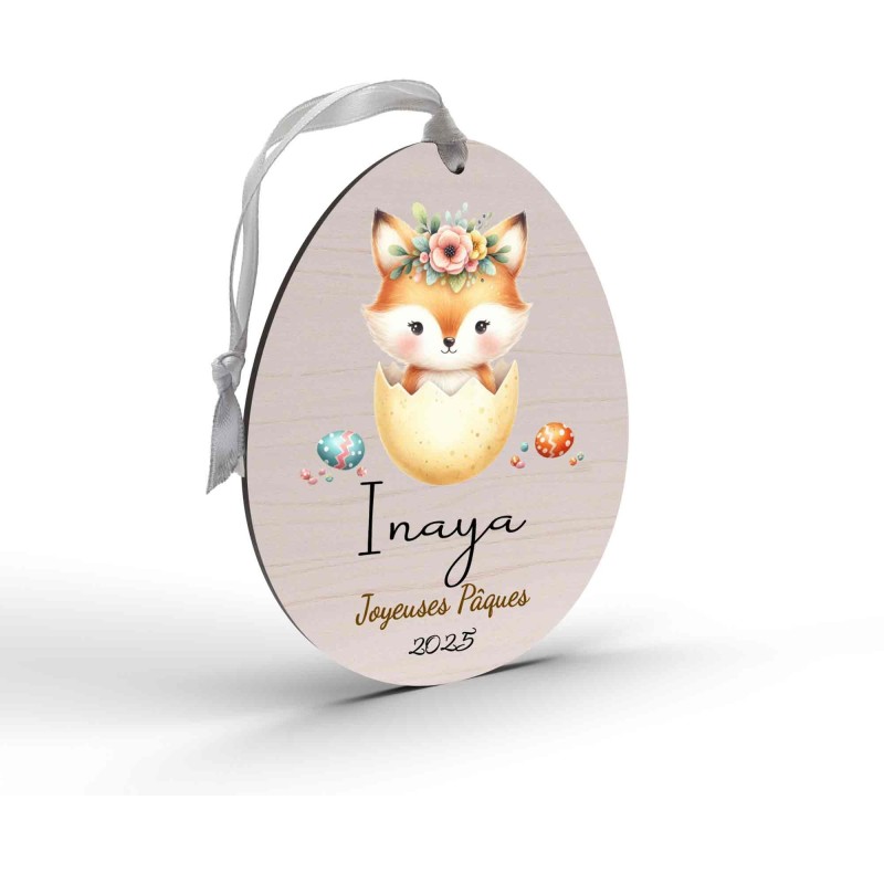 Œuf de Pâques Personnalisé en Bois et couleur renard