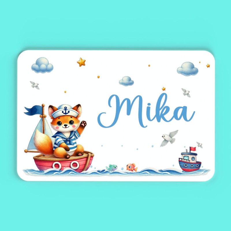 Plaque décorative Personnalisable intérieur extérieur thème mer renard bateau, plaque de porte ou autre support