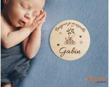 Annonce naissance bébé en bois girafe