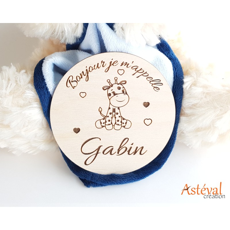 Annonce naissance bébé en bois girafe accouchement prénom personnalisée maternité surprise
