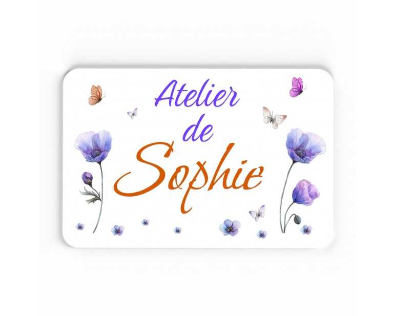 Plaque décorative Personnalisable intérieur extérieur thème Fleurs coquelicots violettes