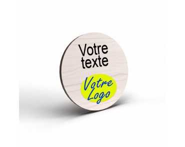Badge en bois personnalisable – Toutes professions – Aimant ou épingle – Fabrication artisanale