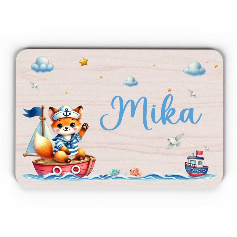 Plaque décorative Personnalisable intérieur extérieur thème mer renard bateau, plaque de porte ou autre support