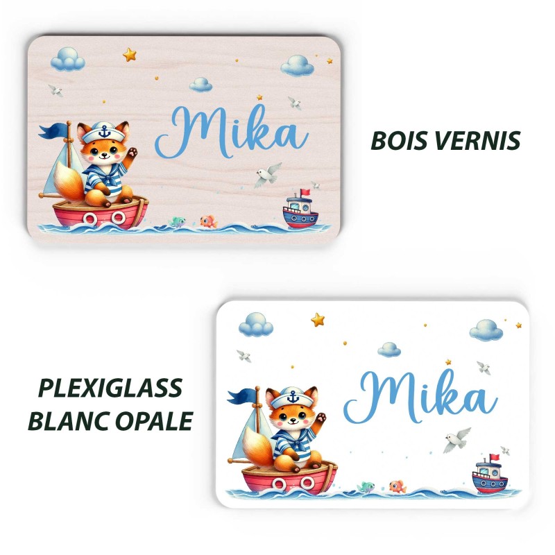 Plaque décorative Personnalisable intérieur extérieur thème mer renard bateau, plaque de porte ou autre support