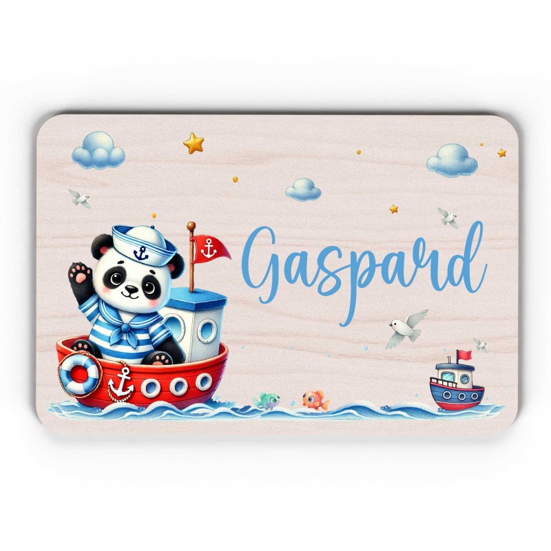 Plaque décorative Personnalisable intérieur extérieur thème mer panda bateau, plaque de porte ou autre support