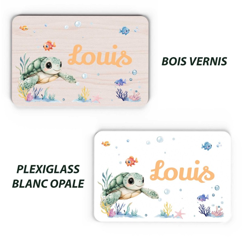 Plaque décorative Personnalisable intérieur extérieur thème mer tortue, plaque de porte ou autre support