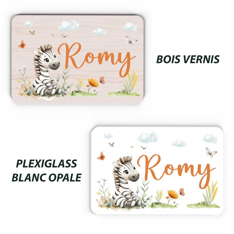 Plaque décorative Personnalisable intérieur extérieur thème savane zèbre, plaque de porte ou autre support