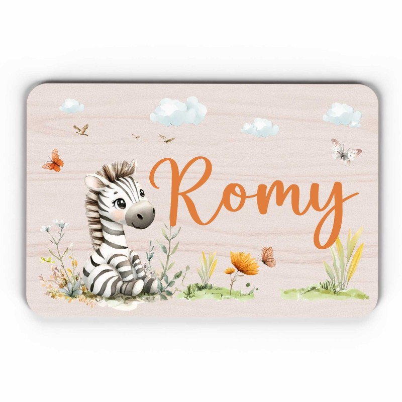 Plaque décorative Personnalisable intérieur extérieur thème savane zèbre, plaque de porte ou autre support