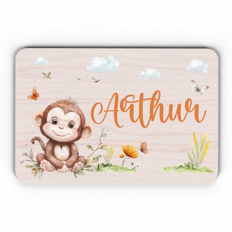 Plaque décorative Personnalisable intérieur extérieur thème savane singe, plaque de porte ou autre support