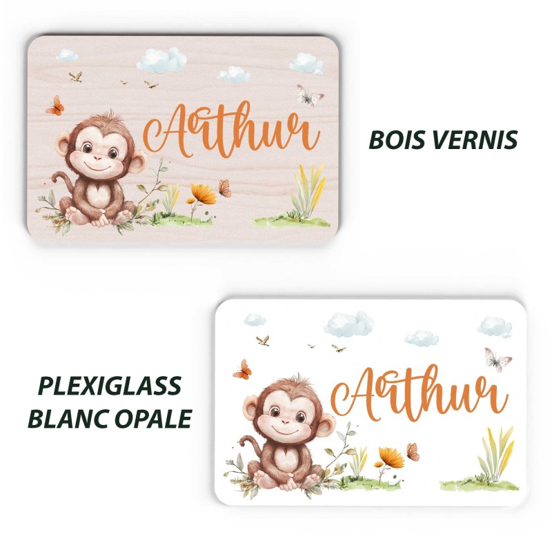 Plaque décorative Personnalisable intérieur extérieur thème savane singe, plaque de porte ou autre support