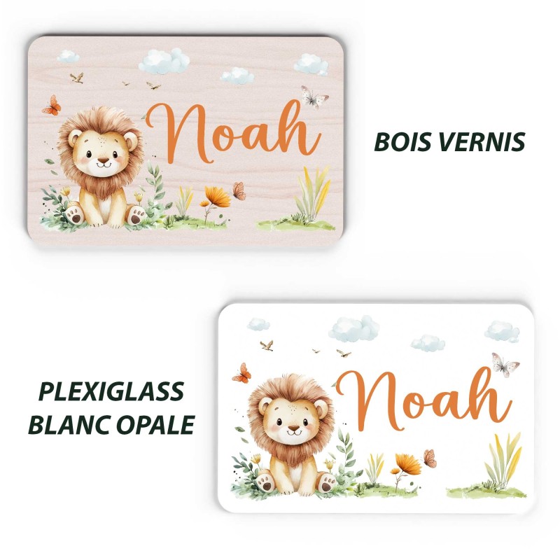 Plaque décorative Personnalisable intérieur extérieur thème savane lion, plaque de porte ou autre support