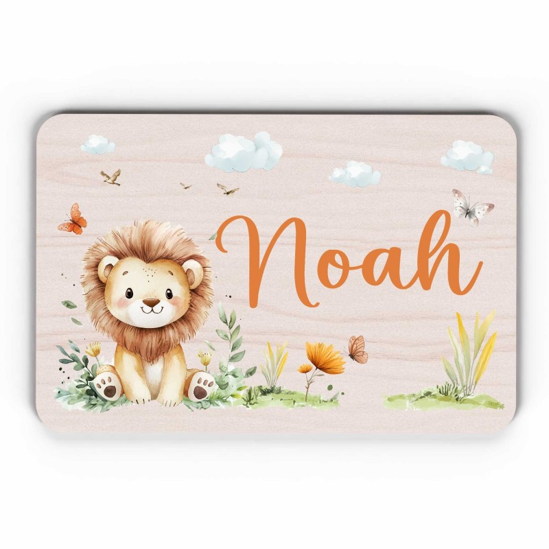 Plaque décorative Personnalisable intérieur extérieur thème savane lion, plaque de porte ou autre support