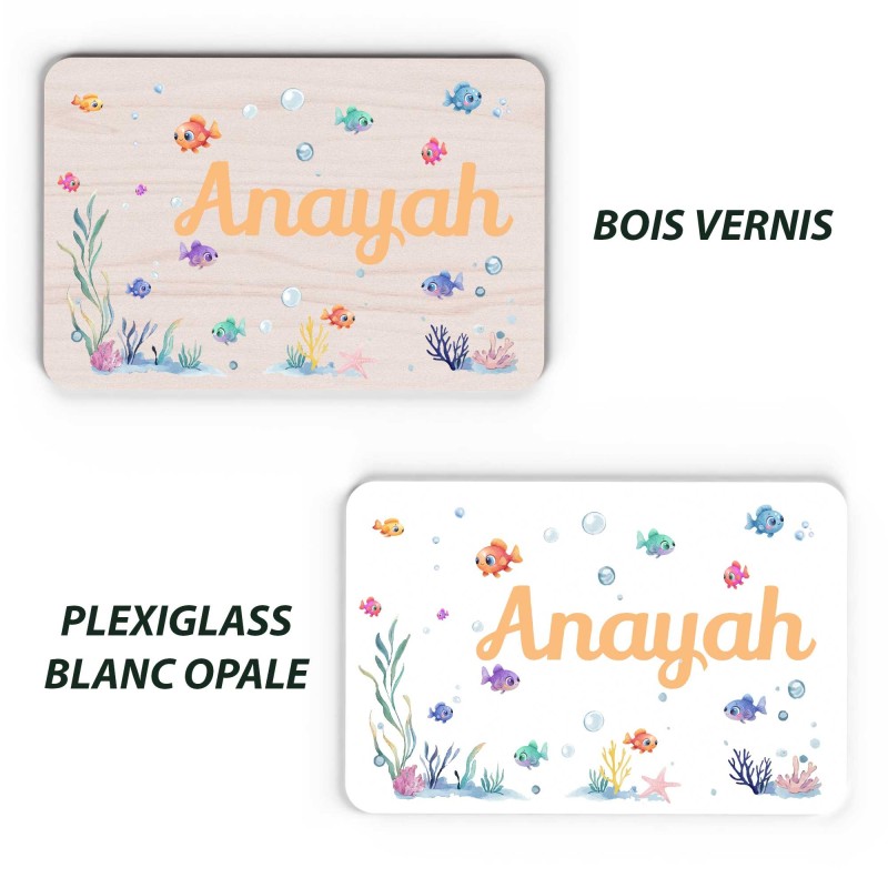 Plaque décorative Personnalisable intérieur extérieur thème mer poissons, plaque de porte ou autre support