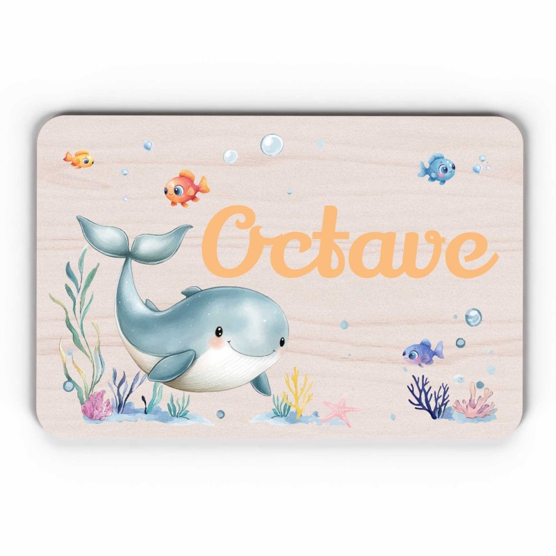 Plaque décorative Personnalisable intérieur extérieur thème mer baleine, plaque de porte ou autre support